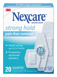 Strong Hold Pain-Free Removal Bandages, 20 ct, 3 Sizes