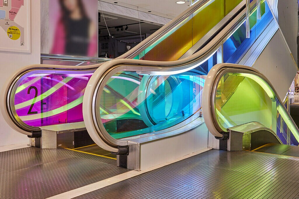 Product application on indoor escalator