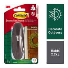 Command Outdoor Large Metal Hook, All Weather Foam Strips Included