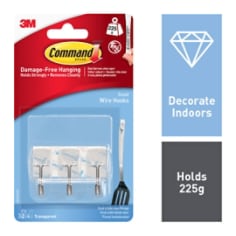 7100109426 17067CLR eCFIP Command™ Clear Wire Hooks with Clear Strips  Small 3HKS+4S/PK