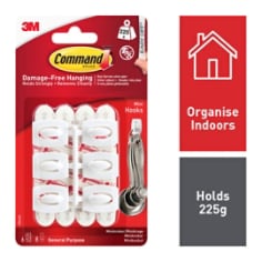 7100134387 17006 eCFIP Command™ White Hooks with White Strips Mini 17006 White 6HKS+8S/PK