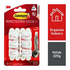 7100134387 17006 eCFIP Command™ White Hooks with White Strips Mini 17006 White 6HKS+8S/PK