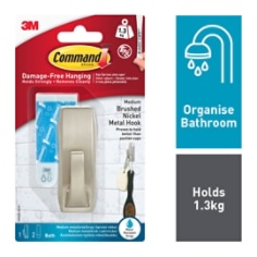 Command Medium Utility Hooks, White, Damage Free Organizing, 20 Hooks and  24 Command Strips 