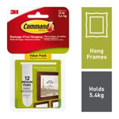 7100109351 17204-12 eCFIP Command™ Picture Hanging Strips White Value Pack  Medium 12Sets/PK