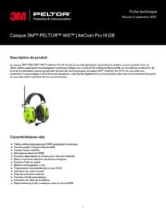 3M™ PELTOR™ WS™ LiteCom Pro III Fiche technique FR