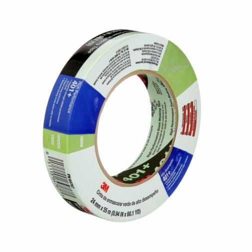 3M™ High Performance Masking Tape, 401+, green, 6.7 mil, 0.95 in x 60 yd (24 mm x 55 m)