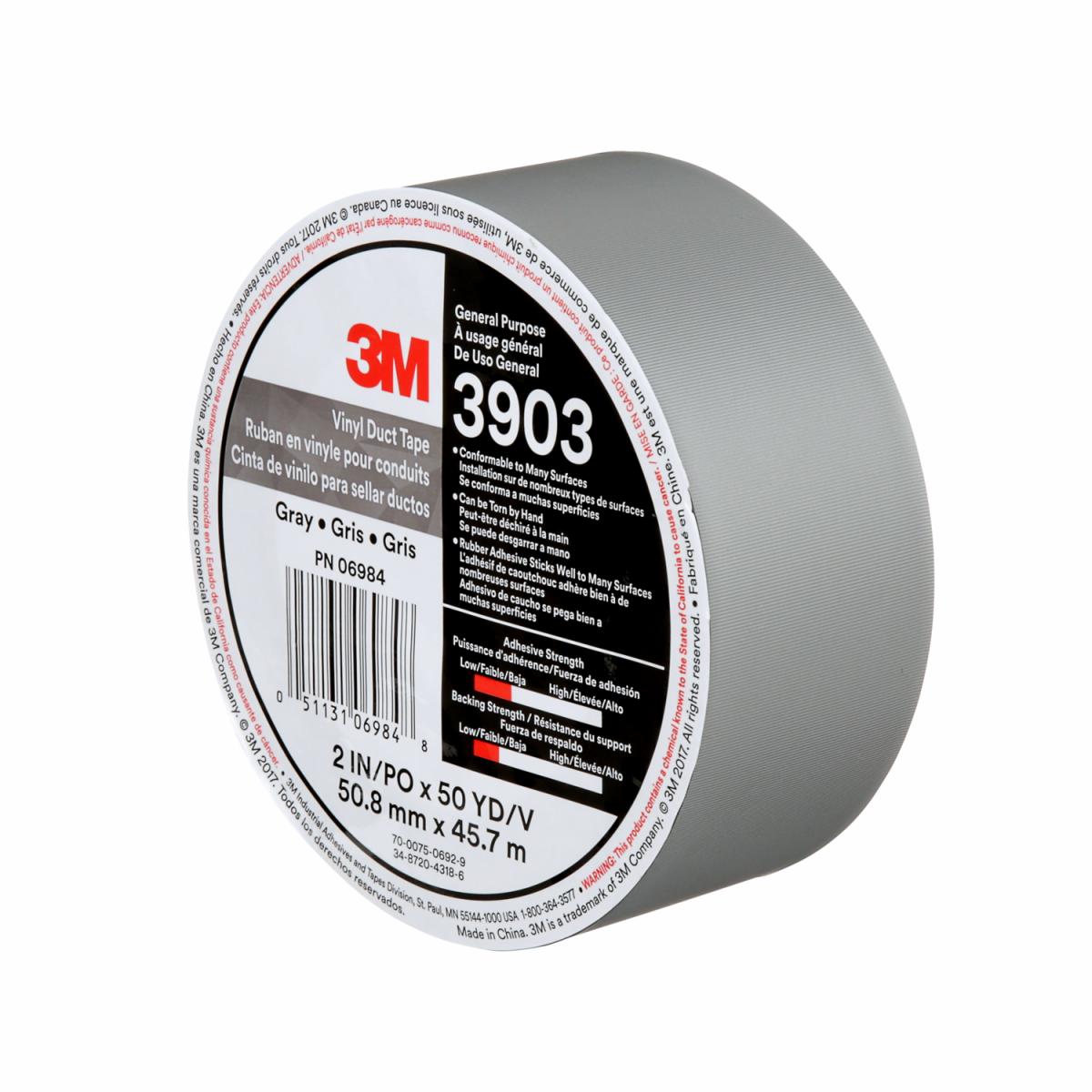 3M™ Vinyl Duct Tape 3903, Gray, 2 in x 50 yd 6.5 mil, 24 per case ...