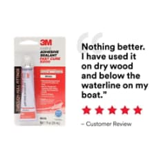 3M Marine Adhesive Sealant Fast Cure 5200 06535  White - 1 Ounce