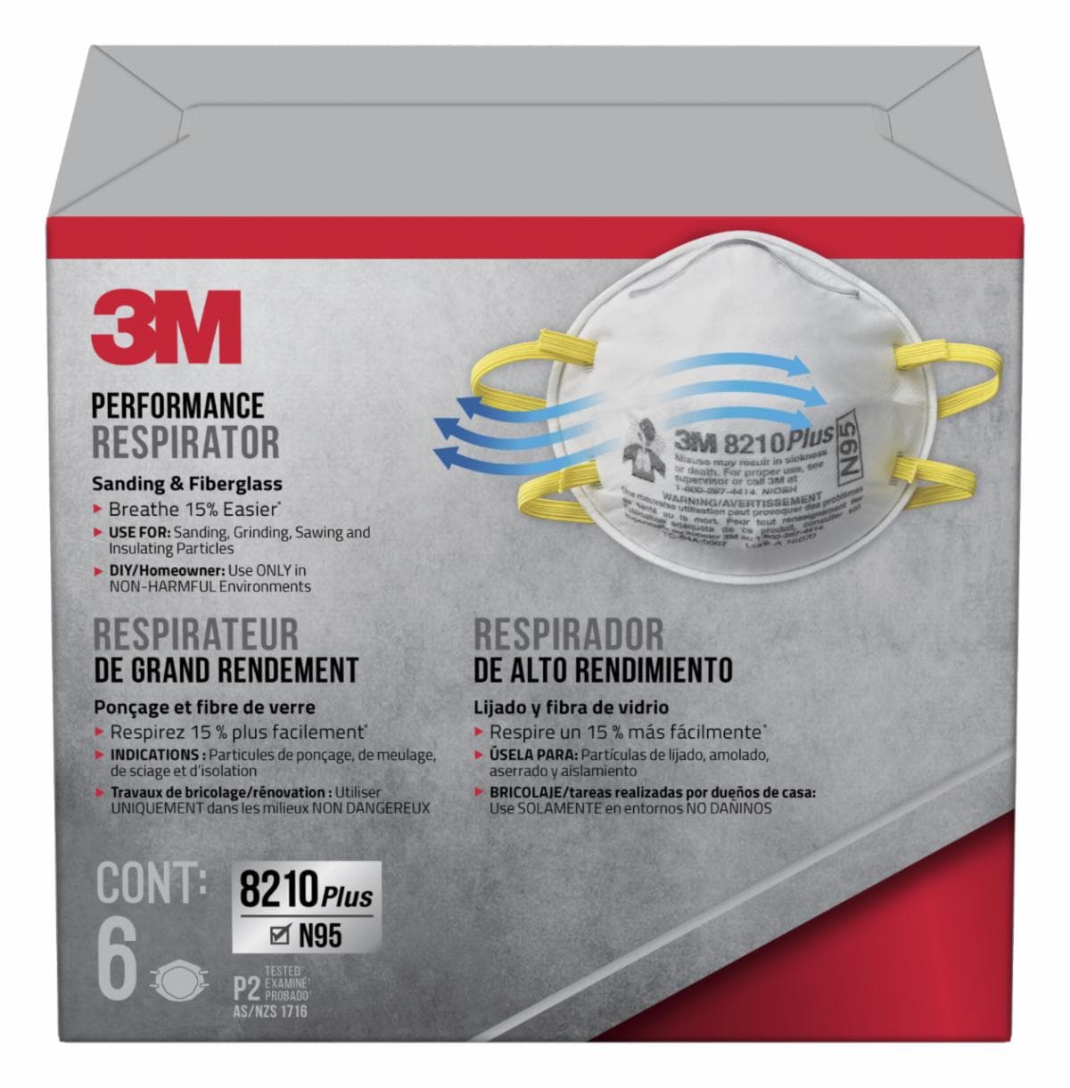 ™ 8210 Plus Performance Sanding and Fiberglass Respirator 8210PH6-DC