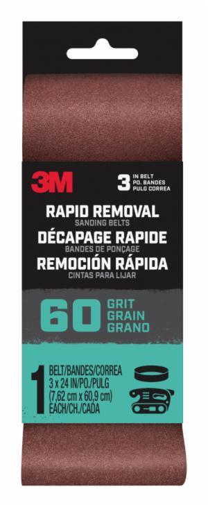 3M™ Rapid Removal 3 x 24 inch Power Sanding Belt, 60 grit, Belt3x241pk60, 1 pk, 10/caseimage