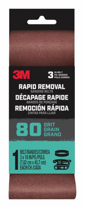 3M™ Rapid Removal 3 x 18 inch Power Sanding Belt, 80 grit, Belt3x181pk80, 1 pk, 10/caseimage