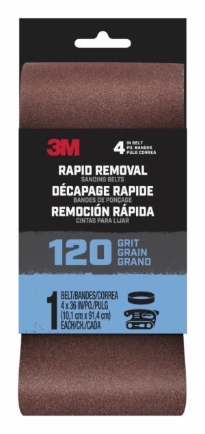 3M™ Rapid Removal 4×36 Power Sanding Belt, 120 grit, Belt4x361pk120, 1 pk, 10/caseimage