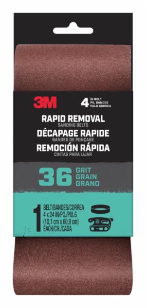 3M™ Rapid Removal 4 x 24 inch Power Sanding Belt, 36 grit, Belt4x241pk36, 1 pk, 10/caseimage