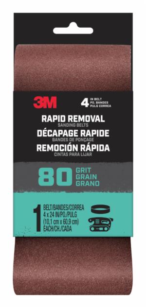 3M™ Rapid Removal 4 x 24 inch Power Sanding Belt, 80 grit, Belt4x241pk80, 1 pk, 10/caseimage