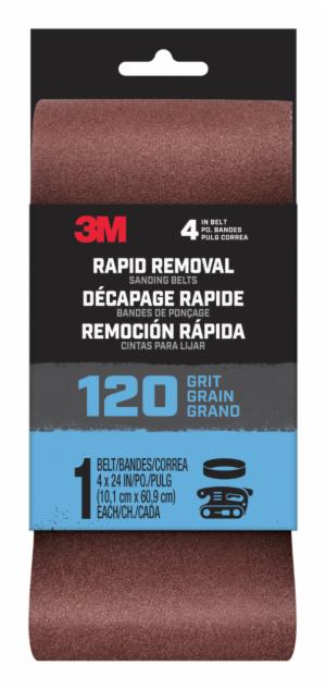 3M™ Rapid Removal 4 x 24 inch Power Sanding Belt, 120 grit, Belt4x241pk120, 1 pk, 10/caseimage