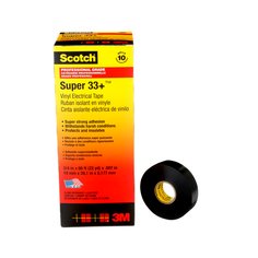 Scotch® Super 33+™ Professional Grade Vinyl Electrical Tape, Black, 7 mil (0.18 mm), 3/4 in x 66 ft (19.1 mm x 20.1 m)