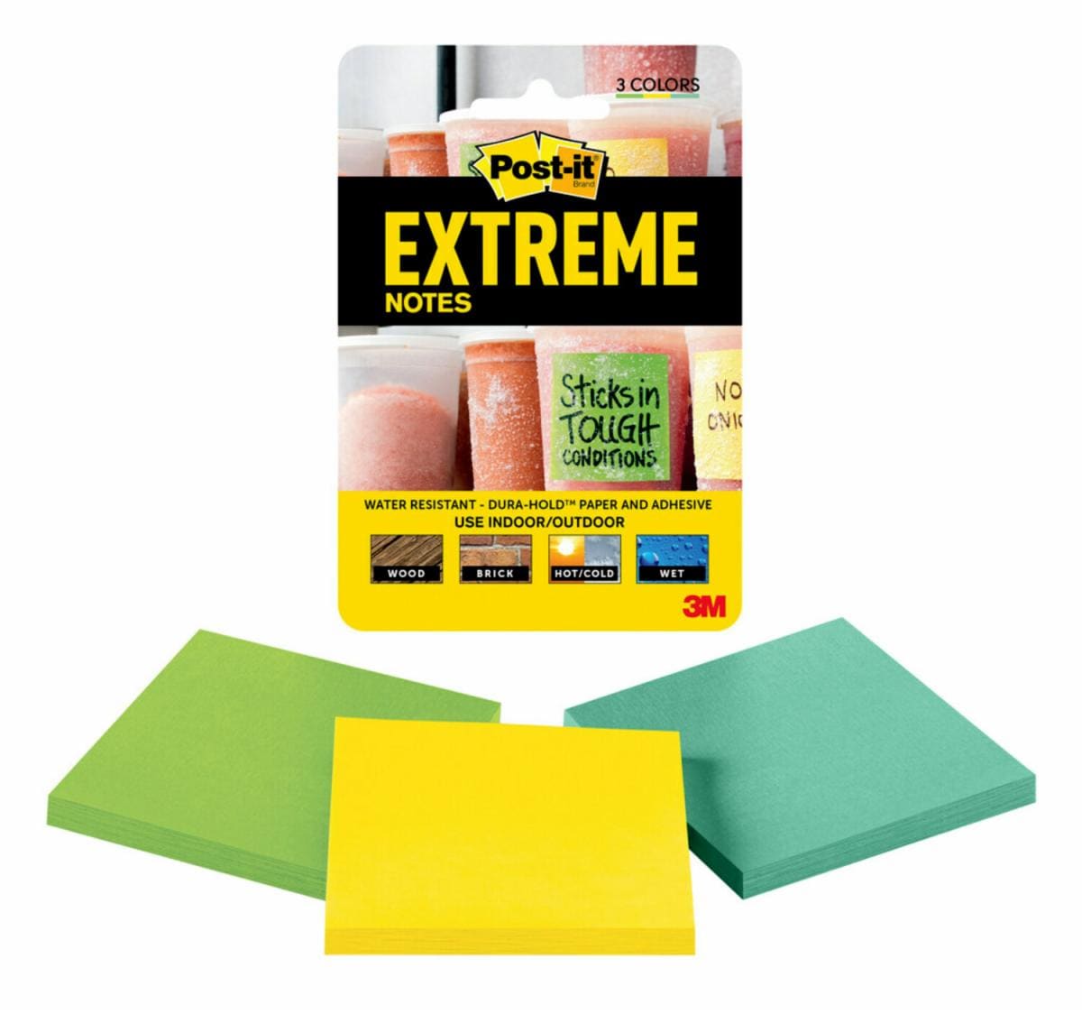 Postit® Extreme Notes EXTRM333FRZC, Assorted Colours, 3 in x 3 in