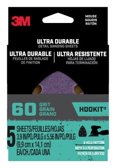 3M™ Ultra Durable Detail Sanding Sheets, 60 grit, Mouse5pk60, 5/pk, 20/case