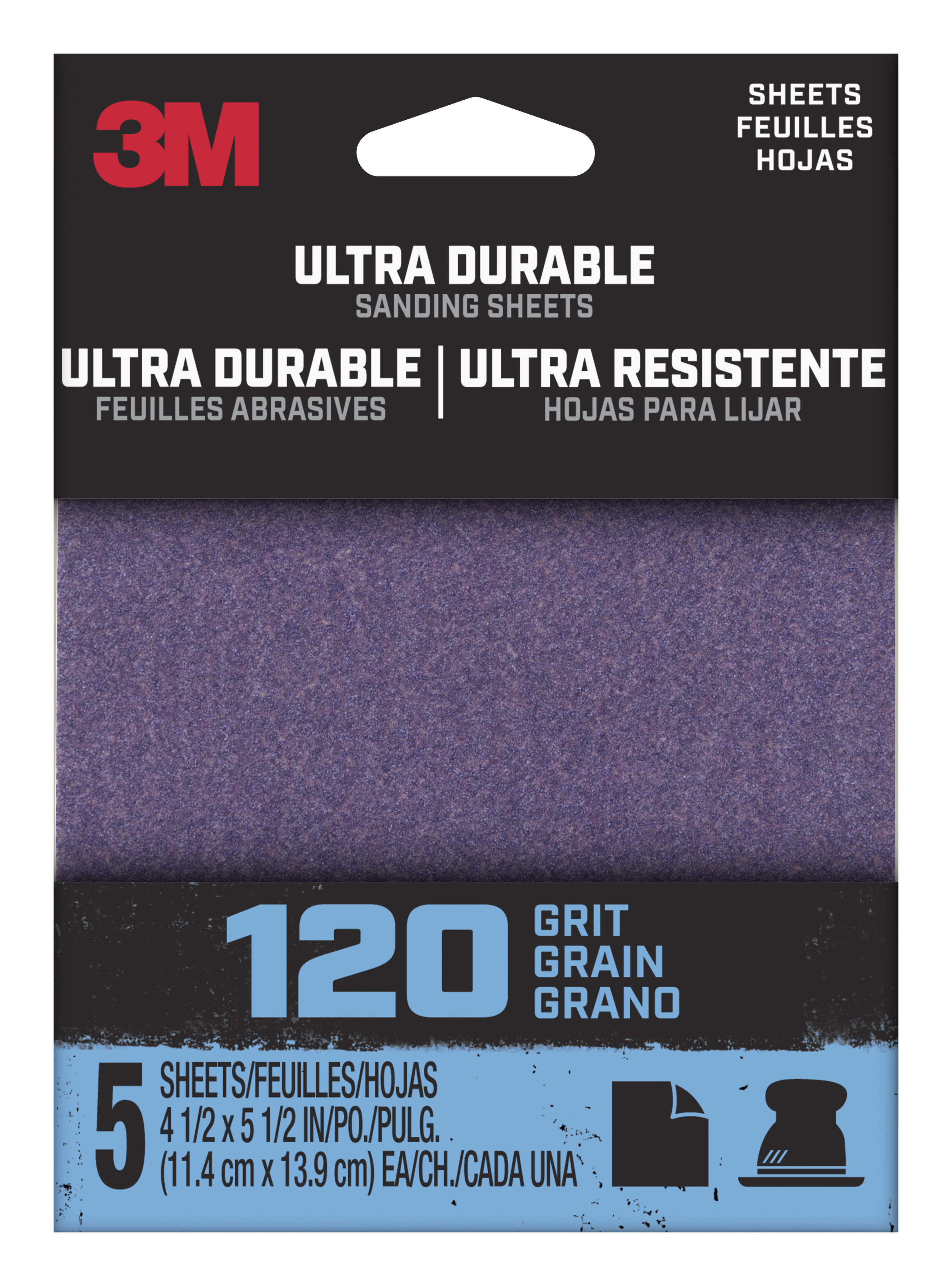 3M™ Ultra Durable Power Sanding 1/4 Sheet, 80 grit, 1/4Sht5pk80, 5 pk, 20/case