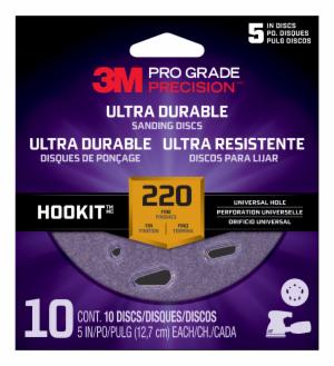 3M™ Pro Grade Precision Ultra Durable Universal Hole Sanding Disc DUH5220TRI-10I, 5 inch UH, 220, 10/packimage