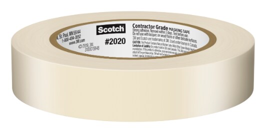 2020 Scotch® Contractor Grade Masking Tape - 24mm roll, clear sleeve