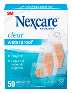 Clear Waterproof Bandages, 50ct, Three Sizes