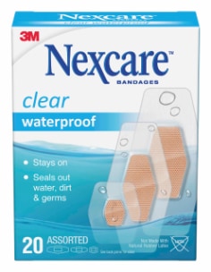 Clear Waterproof Bandages, 20ct, Three Sizes