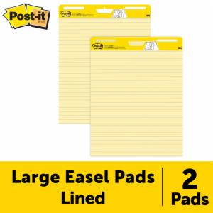 Post-it Super Sticky Easel 561-0, Yellow Paper with Lines, 30 Sheets/Pad, 2 Pads/case, 100% PEFC SGSCH-PEFC-COC-110078image