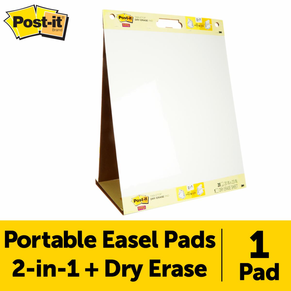 Postit® Tabletop Easel Pad 563, 508 mm x 584 mm, White with Dry Erase