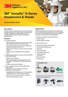 3M™ Versaflo™ S-Series  Headcovers & Hoods Technical Data Sheet ANZ 2024