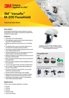 3M™ ANZ Headtops Versaflo™ Face Shield M-200 Technical Data Sheet 2024