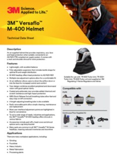3M™ ANZ Headtops Versaflo™ Helmet M-400 Technical Data Sheet 2024