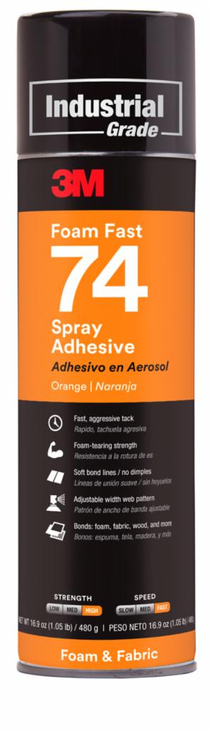 3M™ Foam Fast Spray Adhesive 74, Orange, 24 fl oz Can (Net Wt 16.9 oz), 1/Case, Sample, NOT FOR SALE IN CA AND OTHER STATESimage
