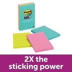 Post-it Super Sticky Notes, 4 in x 6 in, Miami Collection, 3 Pads/Pack, 90 Sheets/Pad