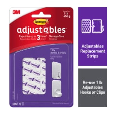 Command® Adjustables™ Repositionable 1 lb Refill Strips, 12 Strips, 17821-12RR