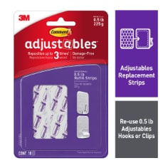 Command® Adjustables™ Repositionable 1/2 lb Refill Strips, 18 Strips, 17820-18ES