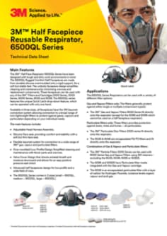 3M 6500QL Series Half Face Respirator Datasheet