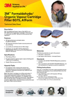 3M Formaldehyde Organic Vapour 6075 Technical Datasheet