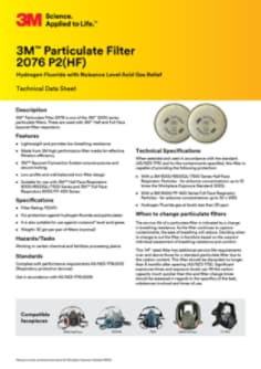 3M Particulate Filter 2076  Datasheet