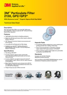 3M Particulate Filters 2138 Datasheet