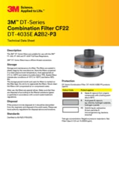 3M™ DT-Series  Combination Filter CF22  DT-4035E A2B2-P3 Technical Data Sheet