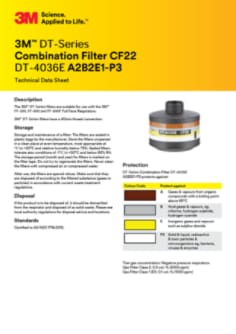 3M™ DT-Series  Combination Filter CF22  DT-4036E A2B2E1-P3 Technical Data Sheet
