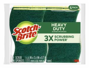 Scotch-Brite Heavy Duty Scrub Sponge 424-9, 4.4 in x 2.6 in x 0.7 in (111 mm x 66 mm x 17 mm), 9/4 image Scotch-Brite Heavy Duty Scrub Sponge 424-9, 4.4 in x 2.6 in x 0.7 in (111 mm x 66 mm x 17 mm), 9/4image
