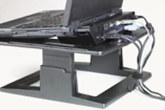 Raise your notebook to an ergonomically correct height.  Height adjustable from 4 to 6 inches.  Cable management feature helps keep your cables under control.  Holes in platform help keep notebook ventilated.