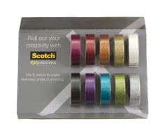 Scotch® Expressions Washi Tape-Amazon 10-pack SIOC Glitter
