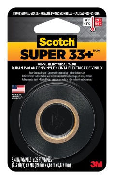 Scotch® Super 33+™ Vinyl Electrical Tape, 03744NA, 3/4 in x 25 ft x 7 mil