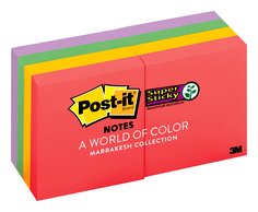 Post-it Super Sticky Notes, 2X Stickng Power, 1 7/8 in x 1 7/8 in Marrakesh Collection, 8 Pads/Pack