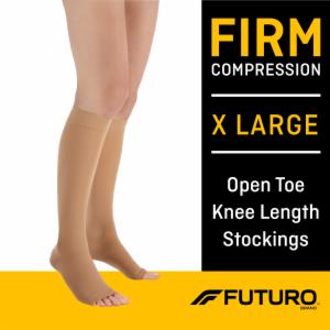 FUTURO Open Toe Knee Length Stockings, 71051EN, XL, Beigeimage