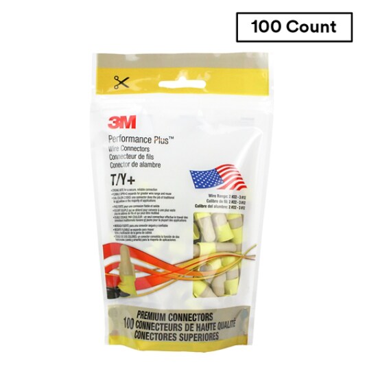 3-M T/Y+POUCH TAN/YELLOW WIRE CONNECTOR (100/POUCH)