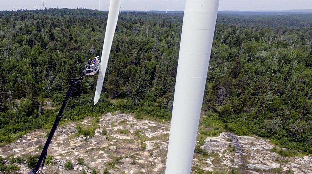 working on wind turbine